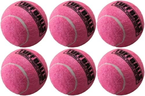 Petsport Pink Tuff Ball Toys צעצועים | 6 חבילה בינונית חיות מחמד לבד, כדורי גומי שאינם רעילים ועובי